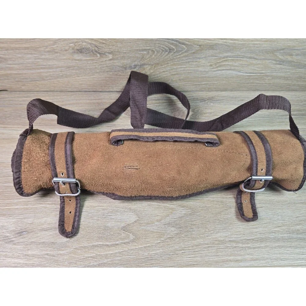 Vtg. Unbranded Suede Leather Chef Knife Roll Storage Case Carrier 8 Pocket